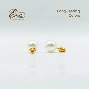 10 mm White Pearl With Post Earring | Stainless Steel | Gold Plated - Zambeel