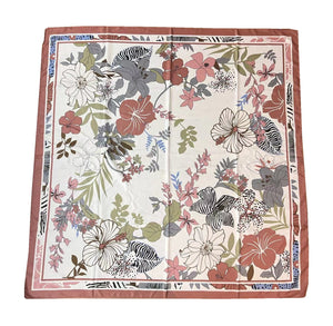 110cm Twill Floral Print Silk Scarf - Zambeel
