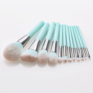12 Light Blue Makeup Brushes - Zambeel