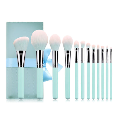 12 Light Blue Makeup Brushes - Zambeel