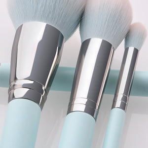 12 Light Blue Makeup Brushes - Zambeel