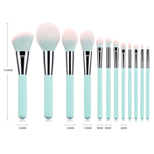 12 Light Blue Makeup Brushes - Zambeel