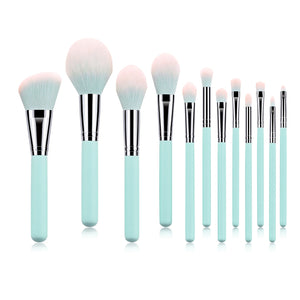 12 Light Blue Makeup Brushes - Zambeel