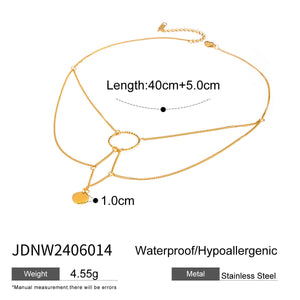 18K Gold Stainless Steel Irregular Geometric Hanging Ring Necklace - Zambeel