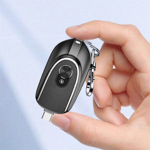 2 In 1 Mini Keychain Power Bank Keyring Hanging Buckle 2 Output Interfaces 5V 1200MAH Backup Power Bank Retractable Plug Waterproof Phone Charging Accessories - Zambeel