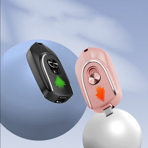 2 In 1 Mini Keychain Power Bank Keyring Hanging Buckle 2 Output Interfaces 5V 1200MAH Backup Power Bank Retractable Plug Waterproof Phone Charging Accessories - Zambeel