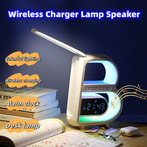 2024 New B - Shaped Blutooth Speaker Multifunctional Smart Music Rhythm Lighting Phone Wireless Charger TF Card AUX Input Standard Mode - Zambeel