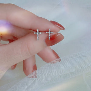 2024 New Fashion Stainless Steel Cross Earrings Product Temperament All Match Birthday Anniversary Earrings Small Gift - Zambeel