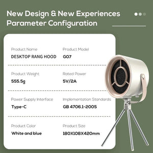 2024 New Portable Desktop Exhaust Fan Small Kitchen Hood Extractor Barbecue USB Charging Desktop Range Hoods Mini Suction Cooker Hood Kitchen Gadgets - Zambeel