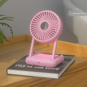 23 Hours Mini Silent Handheld Fan LED Night Light Fan Desktop Folding Small Electric Fan Portable Fan - Zambeel
