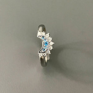 2PC Sun & Moon Couple Rings, Two - Tone Gold Silver Plated, Cubic Zirconia Adjustable Open Ring Set, Perfect Gift For Her - Zambeel