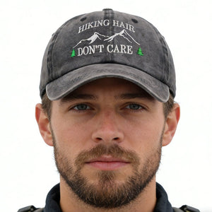 2pcs Camper Accessories Hiking Hair Hats Mountain Trees For Women Men, Adjustable Embroidered Wash Cotton Baseball Cap - Zambeel