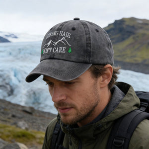 2pcs Camper Accessories Hiking Hair Hats Mountain Trees For Women Men, Adjustable Embroidered Wash Cotton Baseball Cap - Zambeel