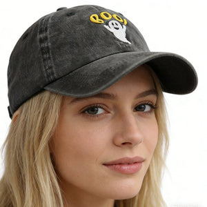 2pcs Cute Spooky BOO Cap For Women Men, Adjustable Embroidered Wash Cotton Baseball Cap - Zambeel