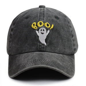 2pcs Cute Spooky BOO Cap For Women Men, Adjustable Embroidered Wash Cotton Baseball Cap - Zambeel