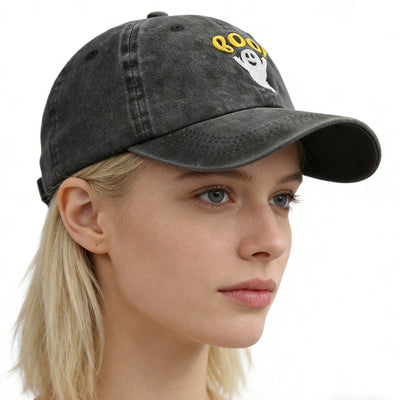 2pcs Cute Spooky BOO Cap For Women Men, Adjustable Embroidered Wash Cotton Baseball Cap - Zambeel