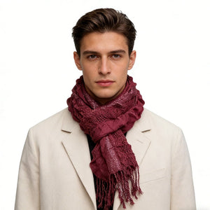 2pcs Extra Long Evening Glamour Piece Magenta Metallic Crinkle Scarf,Shimmer Textured Scarf ,Luxe Look For Evening Wear,Scarf,vacation,daily Life,evening Party,Office Appropriate Subtlety - Zambeel