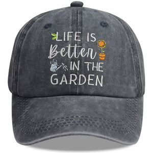 2pcs Funny Life Is Better In The Garden For Women Men, Adjustable Embroidered Wash Cotton Baseball Cap - Zambeel
