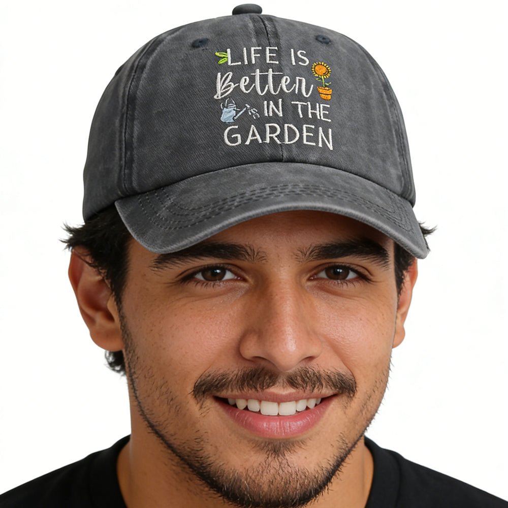 2pcs Funny Life Is Better In The Garden For Women Men, Adjustable Embroidered Wash Cotton Baseball Cap - Zambeel