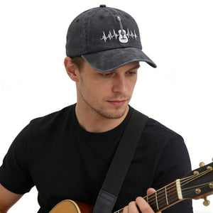 2pcs Guitar Accessories Baseball Cap Guitar Hat Gifts For Women Men, Adjustable Embroidered Wash Cotton Baseball Cap - Zambeel