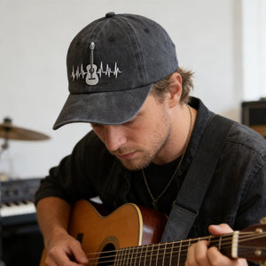 2pcs Guitar Accessories Baseball Cap Guitar Hat Gifts For Women Men, Adjustable Embroidered Wash Cotton Baseball Cap - Zambeel