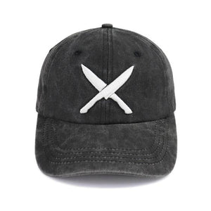 2pcs Knives Black Hat For Women Men, Adjustable Embroidered Wash Cotton Baseball Cap - Zambeel