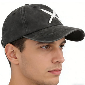 2pcs Knives Black Hat For Women Men, Adjustable Embroidered Wash Cotton Baseball Cap - Zambeel