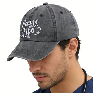 2pcs Nurse Life Hat For Women Men, Adjustable Embroidered Wash Cotton Baseball Cap - Zambeel