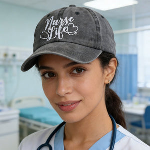 2pcs Nurse Life Hat For Women Men, Adjustable Embroidered Wash Cotton Baseball Cap - Zambeel