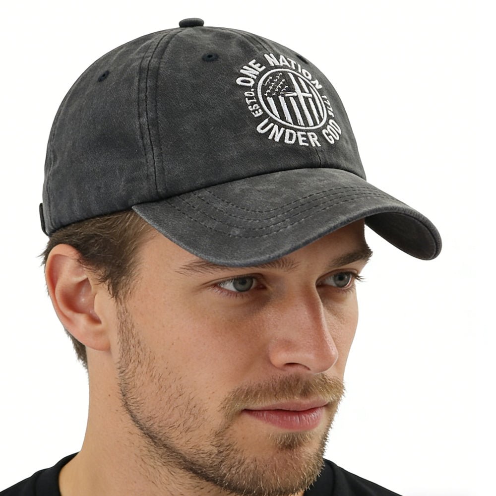 2pcs One Nation Under God Baseball Cap For Women Men, Adjustable Embroidered Wash Cotton Baseball Cap - Zambeel