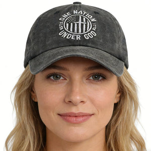 2pcs One Nation Under God Baseball Cap For Women Men, Adjustable Embroidered Wash Cotton Baseball Cap - Zambeel