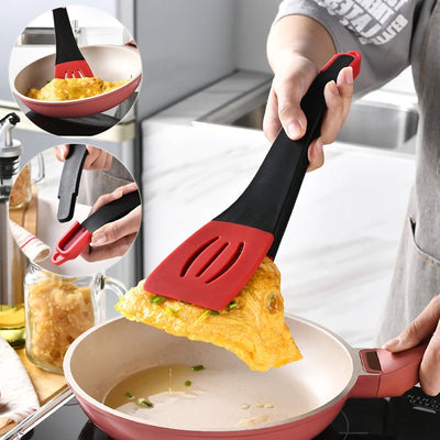 3 In 1 Frying Spatula Clip Silicone Food Clip Frying Steak Pancakes Shovel Slotted Turners Kitchen Tools Cooking Utensils Kitchen Gadgets - Zambeel