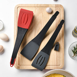 3 In 1 Frying Spatula Clip Silicone Food Clip Frying Steak Pancakes Shovel Slotted Turners Kitchen Tools Cooking Utensils Kitchen Gadgets - Zambeel