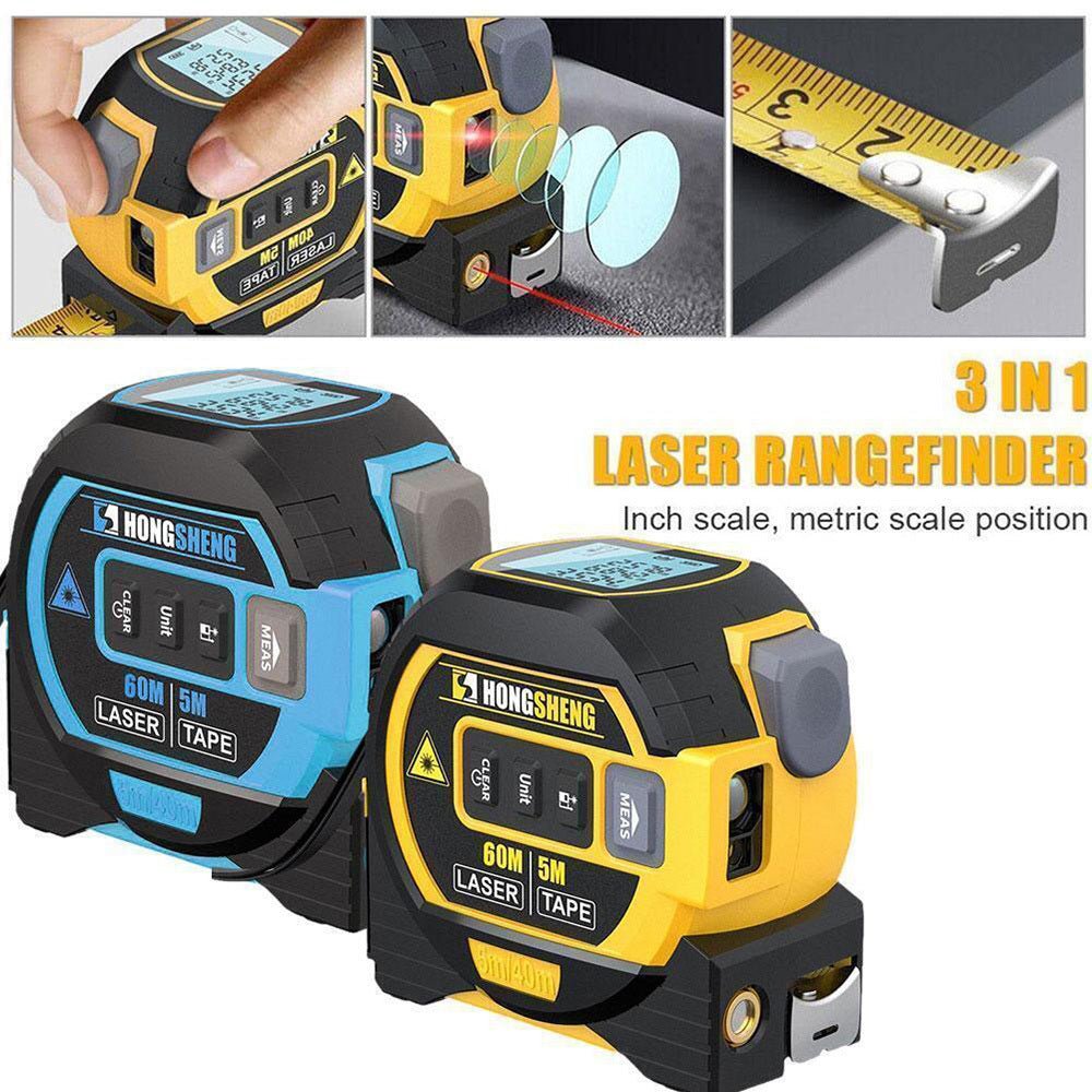 3 In 1 Laser Tape Measure Rangefinder 5m Tape Ruler Infrared High - precision Intelligent Electronic Ruler Building Distance Meter - Zambeel