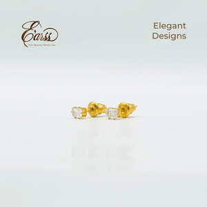 3 mm Cubic Zirconia Emarald Cut | Stainless Steel | 18K Gold Plated - Zambeel