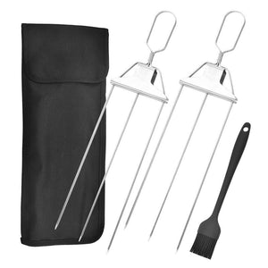 3 - Prong Skewer Stick Needles Kebab 3 Way Forks Stainless Steel Barbecue Grill Fork Household BBQ Non - stick - Zambeel