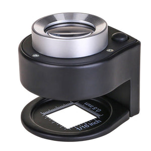 30 Times Full Metal Textile Fabric Printing Grid Pigeon Eye Cloth Mirror With 6LED Money Detector Light A Scale Magnifying Glass - Zambeel