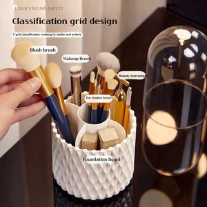 360 Rotating Large Capacity Transparent Makeup Brush Storage Pen Holder Acrylic Dust With Lid Desktop Cosmetic Storage Box - Zambeel