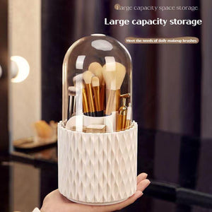 360 Rotating Large Capacity Transparent Makeup Brush Storage Pen Holder Acrylic Dust With Lid Desktop Cosmetic Storage Box - Zambeel