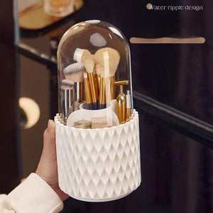 360 Rotating Large Capacity Transparent Makeup Brush Storage Pen Holder Acrylic Dust With Lid Desktop Cosmetic Storage Box - Zambeel