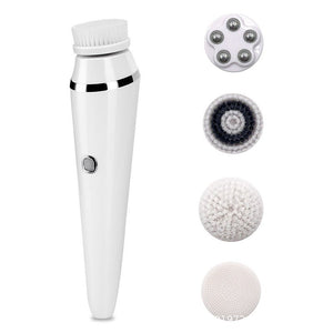 4 In 1 USB Rechargeable Electric Facial Cleansing Brush Soft Skin Care Portable Massager Face Brush Deep Cleaning Device - Zambeel