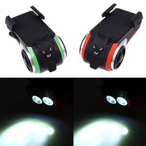 5 In 1 Double LED Bicycle Light Bluetooth Audio MP3 Player Speaker Charging Power Bank Ring Bell Bicycle Phone Holder - Zambeel