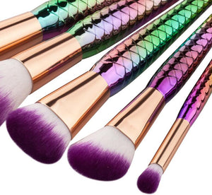 5 Mermaid Makeup Brushes Set Beauty Tools Makeup Fish Type Powder Brush - Zambeel