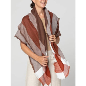 59 X 59in Deep Pinkwhite Large Grid Womens Fall Winter Scarf Plaid Tassel Soft Warm Blanket Scarves Womens Shawl Wraps - Zambeel