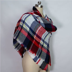 59 X 59in Red Black Women Fall Winter Scarf Plaid Tassel Soft Warm Blanket Scarves Womens Shawl Wraps - Zambeel