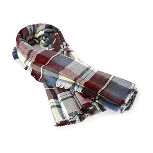 59 X 59in Women Scarf Plaid Tassel Soft Warm Blanket Scarves Womens Shawl Wraps - Zambeel