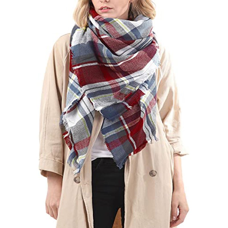 59 X 59in Women Scarf Plaid Tassel Soft Warm Blanket Scarves Womens Shawl Wraps - Zambeel