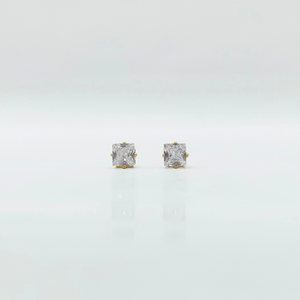 6 mm Cubic Zirconia Square | Stainless Steel | 18K Gold Plated - Zambeel