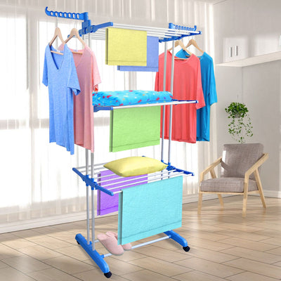 6 - Tier Foldable Clothes Drying Rack with Wheels © - Zambeel