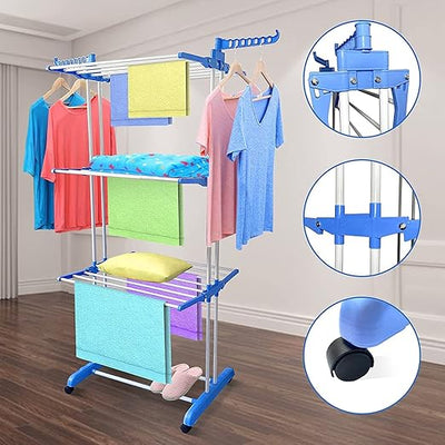 6 - Tier Foldable Clothes Drying Rack with Wheels © - Zambeel